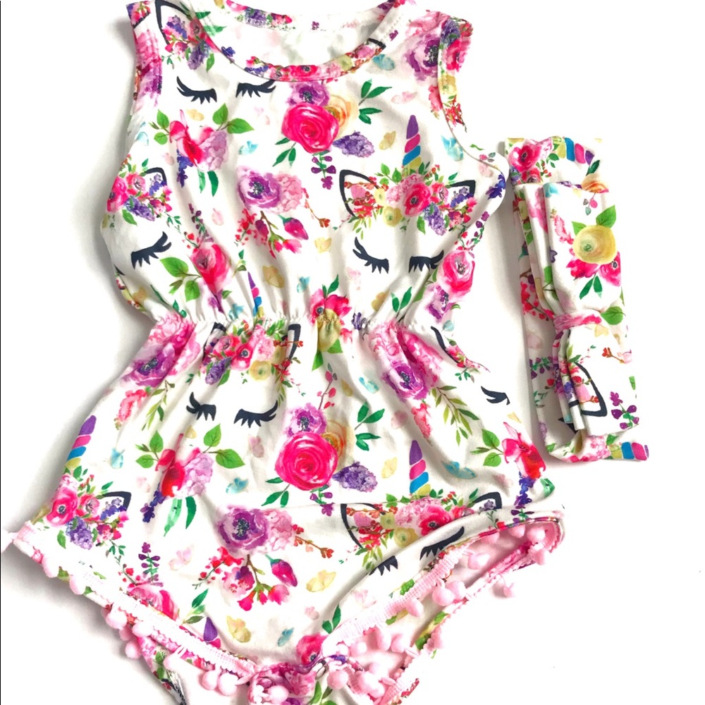 Unicorn romper with headband